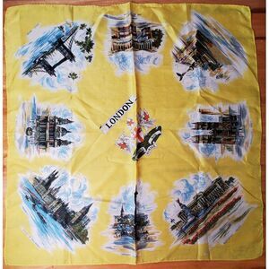 Vintage London Scarf Buckingham Trafalgar Parliament Cathedral Westminster Abbey